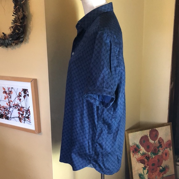 TED BAKER Size 5 XL Button Front Blue Medallion Print Shirt 100% COTTON LuxeSoft - Picture 6 of 16